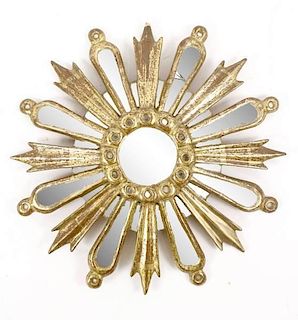 Italian Carved and Gilt Wood Starburst Mirror