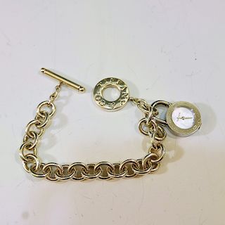 TIFFANY STERLING SILVER BRACELET WITH CLOCK CHARM