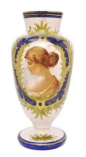 A Continental Enamel and Gilt Decorated Porcelain Vase, Height 14 inches.