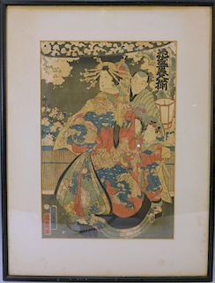 KUNICHIKA TOYOHARA (Japanese, 1835-1900). ANTIQUE WOODBLOCK PRINT 