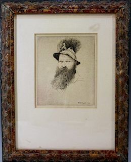 L.N. VOGEL, ETCHING ON PAPER "BUST OF A MAN" - 1936