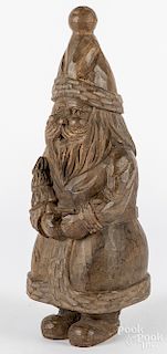 Contemporary carved wooden Santa Claus figure