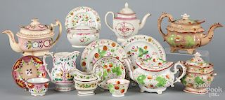 Collection of strawberry and lustre teawares