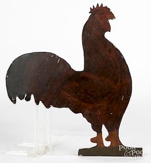 Painted sheet iron and zinc rooster weathervane