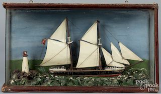 Painted ship diorama, etc.