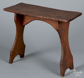 Mortised stool, 19th c., with shaped legs