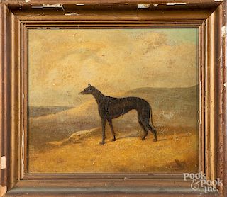 Oil on canvas portrait of a greyhound