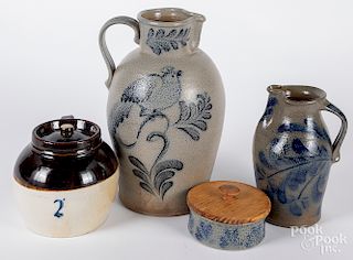 Three contemporary pieces of stoneware, etc.