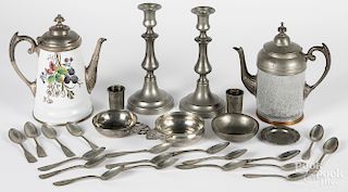 Group of pewter table articles, etc.