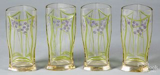 Set of four Art Nouveau lemonade glasses