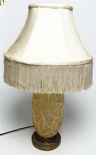 A French Art Deco Opalescent Glass Table Lamp, Height 9 inches.