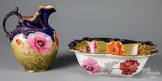 Doulton Burslem floral wash pitcher and bowl, etc