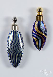 Two art glass perfume bottles