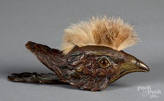 Unusual bronze rooster head paper clip, etc.