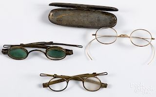 Three pairs of early glasses, etc.