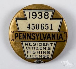 Pennsylvania 1938 resident fishing license.