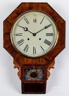 Waterbury rosewood wall clock, 19th c., 25" h.