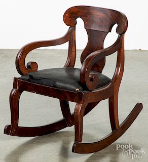 Empire mahogany childs rocking chair, mid 19th c.