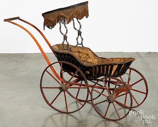 Child's painted wood doll carriage