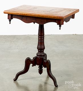 Victorian parquetry end table, 28" h., 24" w.