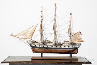 Painted wooden sailing ship model