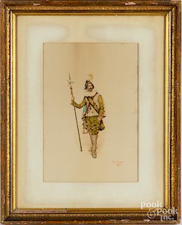 Chromolithograph, of a man with a pike