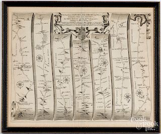 John Ogilby engraved map, etc.
