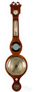 Mahogany banjo barometer, 19th c., 37" h.