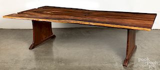 Large walnut free-form dining table