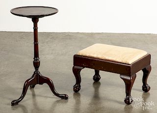 Mahogany kettle stand and footstool