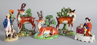 Five Staffordshire and pearlware figures, 19th c.