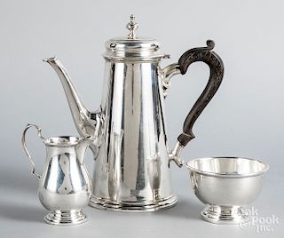 Sterling silver three-piece tea service, 25 ozt.