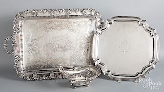 Silver plated platter, etc.