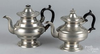 Two American pewter teapots