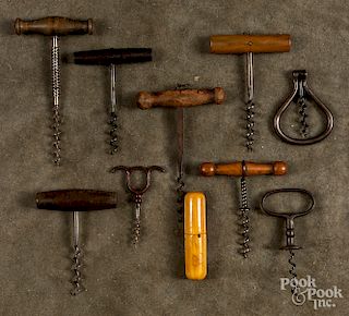Collection of antique corkscrews.