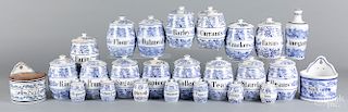 Collection of blue and white porcelain canisters