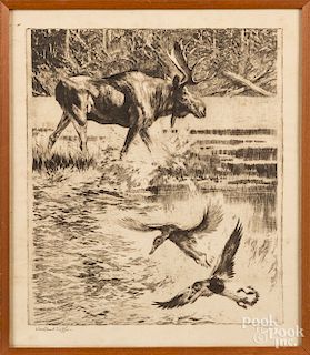 Nine Reinhold Palenske prints of wildlife