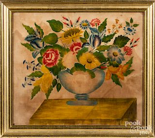 Oil on velvet theorem of an urn of flowers