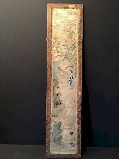 ANTIQUE Chinese Embroidery in a Frame, early 19th century
