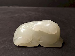 ANTIQUE Chinese large White Jade Horse, 18th/19th Century