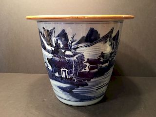 ANTIQUE Chinese Blue and White Pot, 19th century