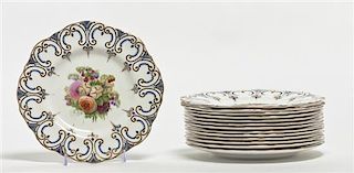 A Set of Eleven Royal Worcester Luncheon Plates, Diameter of first 9 inches.