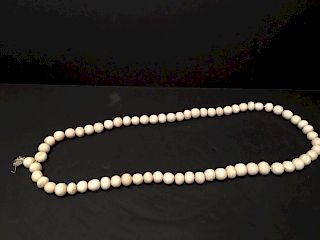 ANTIQUE Chinese Ivory Necklace, 38" long. 19th C