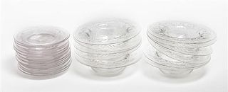 An Assembled Set of Wheel Cut Glass Tableware, Diameter of first 7 3/4 inches.