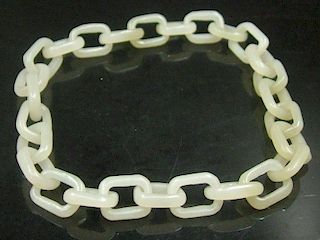 OLD Chinese Celadon White Jade Chained Bracelet