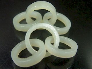OLD Chinese Celadon White Jade Ear Rings Pendants, 1 5/8" long