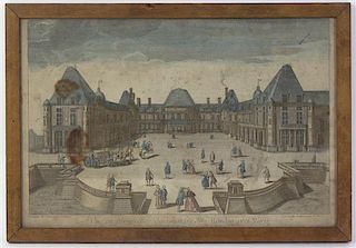 A French Handcolored Engraving, Height 11 x width 16 3/4 inches.