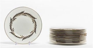 A Set of Twelve Minton Porcelain Dinner Plates, Diameter 10 1/2 inches.