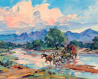 Marjorie Reed (1915-1996), Fording the Rio Grande Near Mesilla