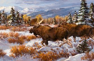 Ray Sexton (1959 - 1996), Moose Couple in the Snow